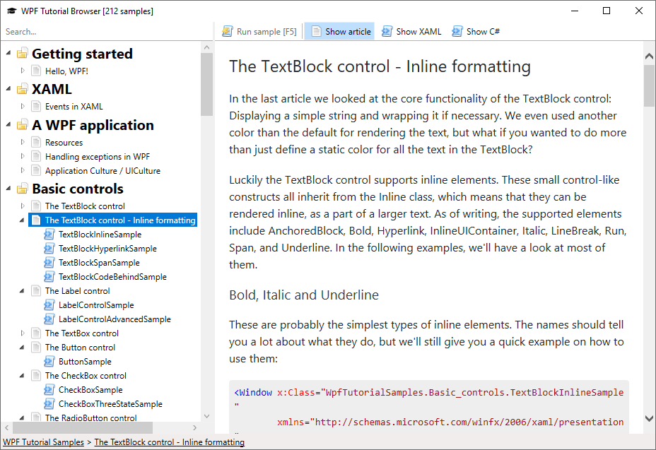 WPF Tutorial Browser